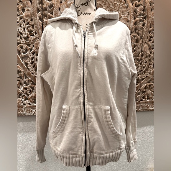 Faded Glory Tops - Faded Glory Cream Oversized Long Sleeve Hoodie